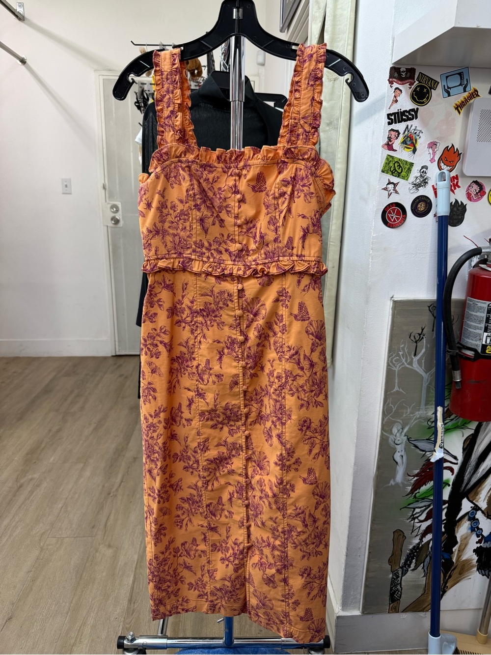 Anthropologie The Linden Slim Square-Neck Floral Dress Sz S